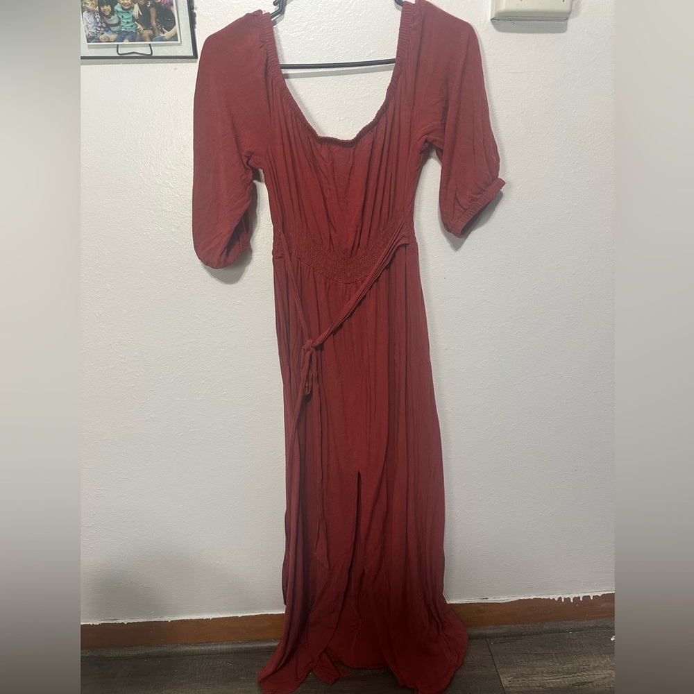 Forever 21 - Burnt Orange Off the Shoulder Midi Dress - Size XL